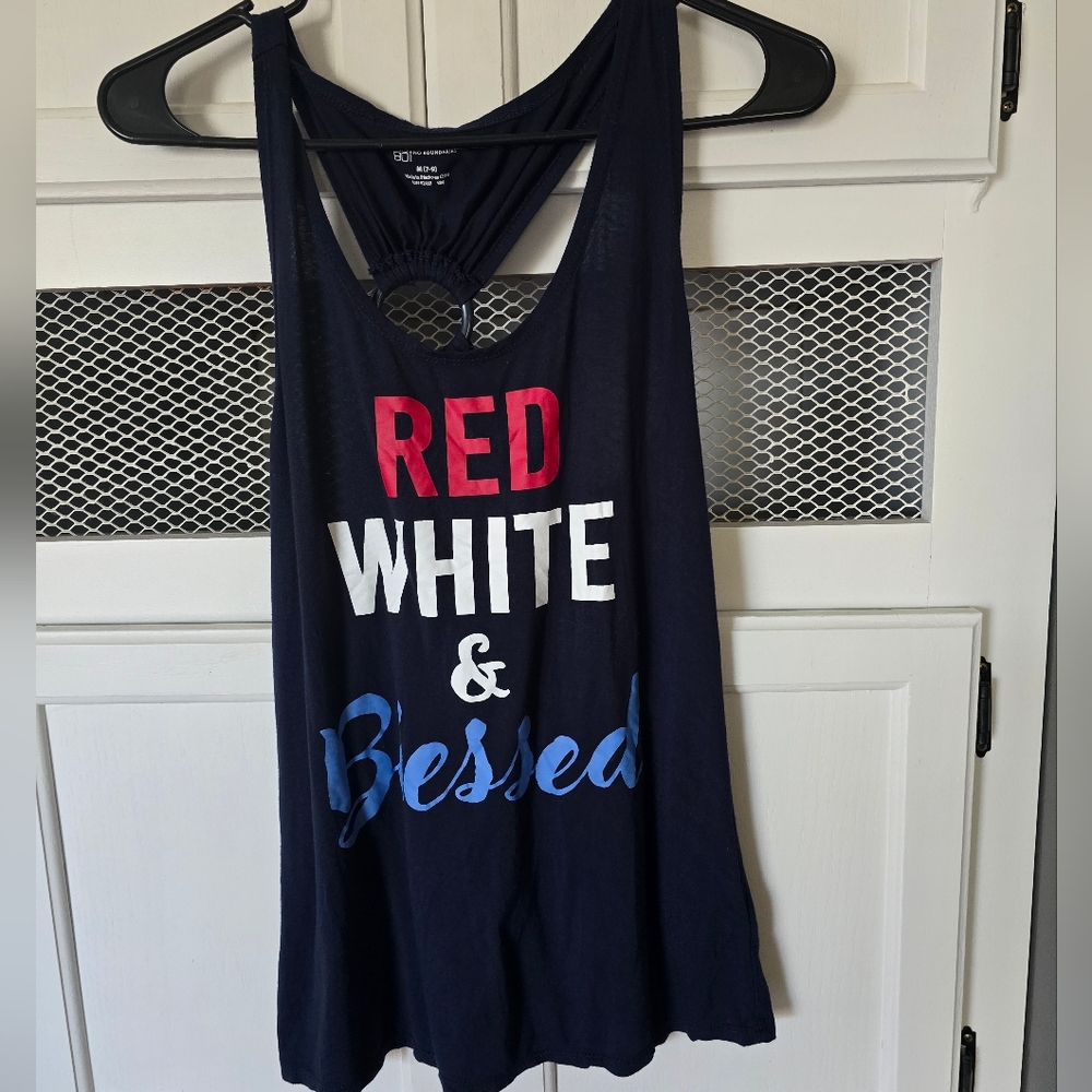 No Boundaries Red White & Blue Graphic Tank Top